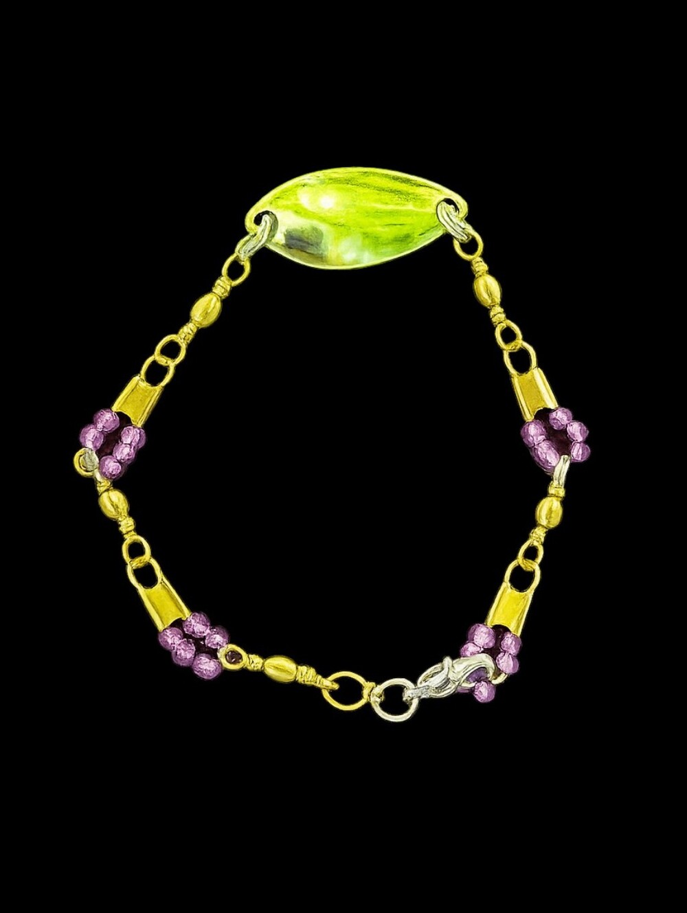 NEW Handcrafted Fishing Lure Swivel & Bait Neon Beaded Bracelet. Measures 7in